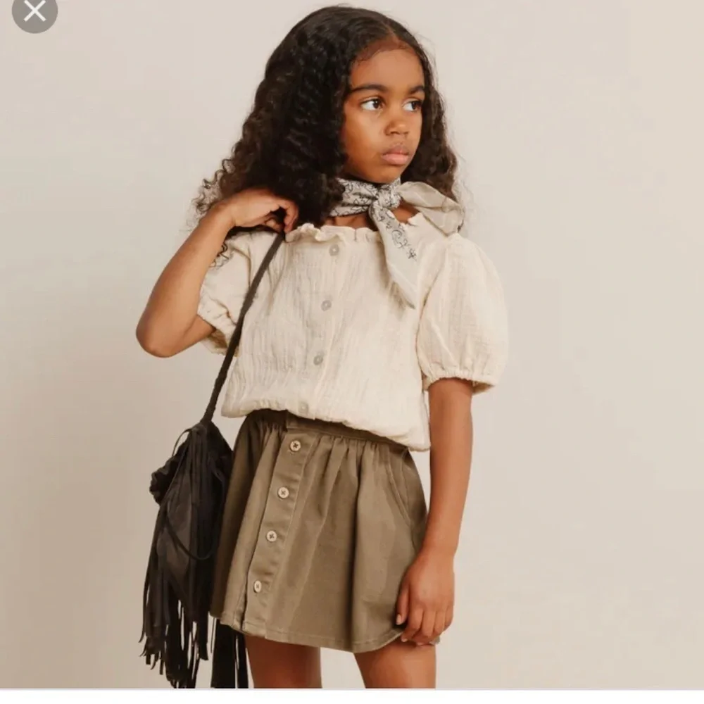 Rylee + Cru Gray Striped Button Skirt